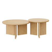 Buffet en chêne naturel à 2 portes avec coins arrondis, meuble de rangement de style Japandi pour salon