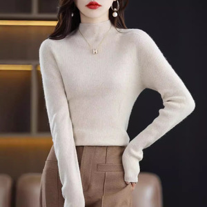 Pull en laine à col haut pour femme, coupe ajustée, couleur unie, tricot en cachemire, couche de base, tailles S M L XL 2XL - Product Image 3