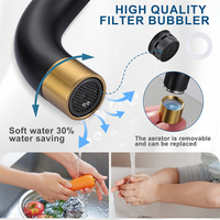 Petit robinet de cuisine et de salle de bain noir et or pour évier 1 ou 3 trous avec plaque de pont, robinet à poignée unique pour bar cuisine RV vanity