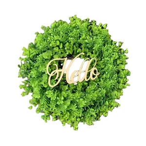 Guirnalda de madera de boj artificial, decoración de puerta de bienvenida, guirnalda verde, 45cm, 50cm, guirnalda de hojas para todas las estaciones, decoración de boda