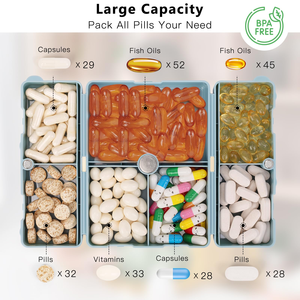 Portable Box <b>7</b>-days for Medicine PP Magnetic Flip Cap Rectangle 10*<b>7</b>*2.5cm Blue Green <b>Tablet</b> Covers Cases Travel Pill Storage - Product Image 5