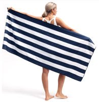 Hochwertiges Pastellfarbenes Gestreiftes Sandfreies Mikrofaser-Strandtuch Superabsorbierend Schnelltrocknend Individuell Bedrucktes Handtuch