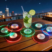 Sous-verres LED en acrylique imperméables et antidérapants, sous-verres lumineux pour whisky, vin, bière, accessoires de bar, décoration de fête