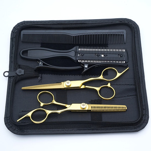 Ciseaux de coiffure 6'' en acier inoxydable violet, ensemble de ciseaux de barbier, ciseaux à effiler, ensemble de coupe de cheveux, peigne - Product Image 1