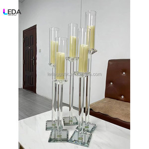LEDA Clear Glass Candle Stand Straight Shape Wedding Table Decor Durable High Quality - Product Image 3