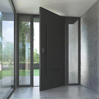 Porte gagnant Maison moderne de luxe Villa Entrée principale Porte d'entrée bois verre avec portes latérales design pivotant en bois