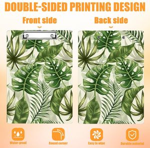 Porte-documents en plastique à profil bas avec motif feuilles de palmier tropicales, format A4/Letter (8,6x12,6 pouces), impression numérique personnalisée avec logo couleur - Product Image 5