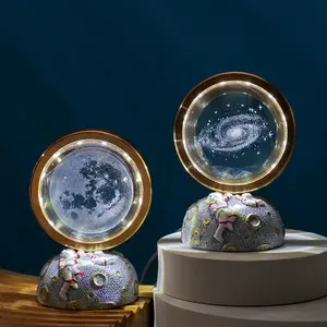 Светящаяся 3D гравированная стеклянная сфера, полимерная лампа для космонавта, солнечная система, планета, хрустальный шар, ночник, креативный подарок для детей