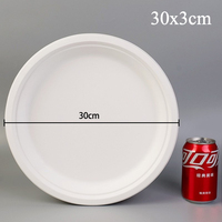 Assiettes en papier jetables biodégradables réutilisables, blanches, résistantes, grande taille, pour barbecue, fête, service de gâteaux, biscuits, 30 cm
