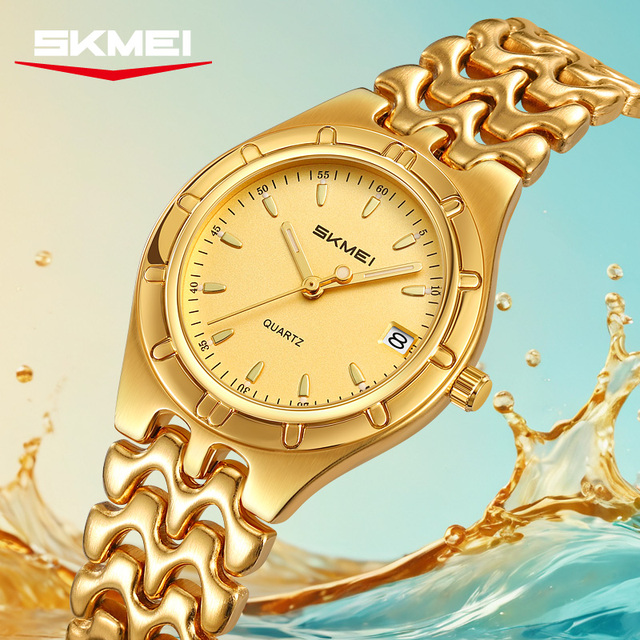 Slim round Quartz Watch Lightweight Zinc Alloy Case Polished Gold Silver Tone Finish Scratch Resistant Glass Water Resistant