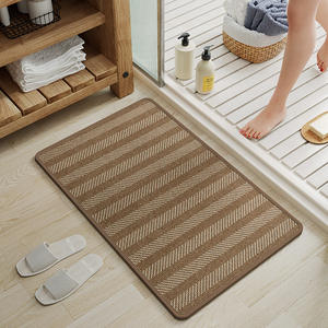 Alfombra de baño a rayas, rectangular, de fibra de poliéster, absorbente, de secado rápido, diseño moderno para la entrada del baño - Product Image 2