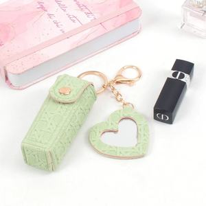 Portable tissé en cuir PU porte-rouge à lèvres sac Durable brillant à lèvres organisateur porte-clés élégant rouge à lèvres étui avec miroir pour les femmes - Product Image 4