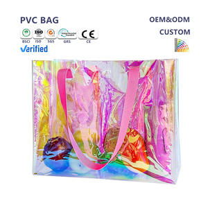 定制沙滩包豪华 PVC 购物袋防水全息透明手提袋带徽标女式化妆品购物袋 - Product Image 1