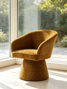Fauteuil pivotant en chenille <span class=keywords><strong>Cognac</strong></span>, fauteuil de loisirs moderne à base conique pour salon, hôtel, durable, certifié BSCI - Product Image 1