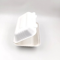 Conteneur à couvercle articulé en pulpe de canne à sucre compostable pour la restauration hôtelière, vaisselle jetable biodégradable en bagasse
