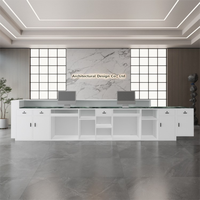 Bureau de réception moderne haut de gamme pour bureau Hall d'hôtel Clubhouse Comptoir de bar en pierre de bois élégant Comptoir de caisse pour hôpital