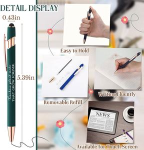 Soft Rubber Metal Ballpoint Pen Wholesales Rose Gold Parts Custom Logo Printed Advertising for Touch Stylus Phone - Product Image 3
