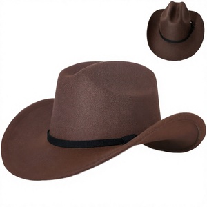 Wholesale Unisex Wide Brim Western Cowboy <b>Hat</b> Metal Buckle Strap <b>Band</b> Imitation Felt Outdoor Ranch Travel Fishing Party Costume - Product Image 4