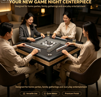Machine à Mahjong Automatique Élégante à Faible Bruit en Acier Inoxydable, Table de Jeu pour 4 Joueurs, Idéale pour les Fêtes de Jeu en Famille et entre Amis