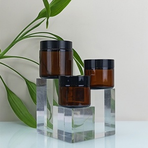 1oz 2oz 4oz 8oz 16oz Frosted <b>Clear</b> Amber Empty Face Cream <b>Container</b> Glass Cosmetic Jar with Black White Lid - Product Image 6