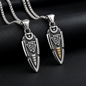 Collar con Colgante de Escudo Vikingo de Acero Inoxidable Personalizado, Símbolo Valknut, Joyería de Mitología Nórdica para Hombre, Amuleto Gótico - Product Image 1