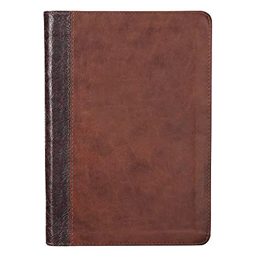 Christian Art Gifts Brown Faux Leather Journal Blessed Man Bible Verse Inspirational Zippered Notebook 336 Lined Pages Inches