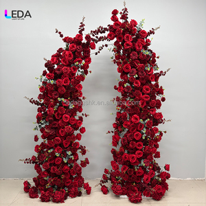 LEDA Hot Selling Customized Broken Red <b>Flower</b> Arch Backdrop Soft <b>Artificial</b> <b>Flowers</b> for Valentine's Day Event Decoration - Product Image 4