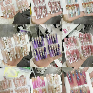 10 pièces haut de gamme personnalisé ongles empreinte Machine luxe strass conception Ballet eau décalcomanies 3D Nail Art couverture complète <span class=keywords><strong>bleu</strong></span> clair - Product Image 5
