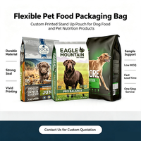 Sachet d'emballage alimentaire personnalisé pour animaux de compagnie, pochette souple à fond plat pour croquettes pour chiens et chats, emballage nutritionnel en plastique à quatre soudures grande capacité