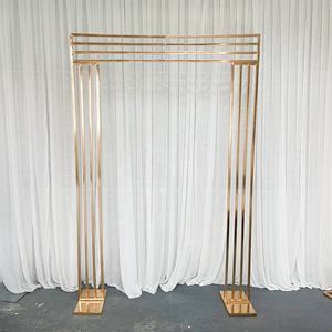 Wedding <b>Party</b> Metal Floral Archway Ceremony Arch Wrought Iron <b>Backdrop</b> Arch Stand Shiny Gold Metal Arch Stand - Product Image 3