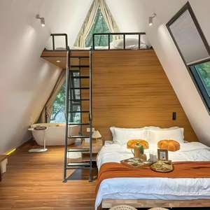 Elección de alta calidad Grado de lujo Ecológico Estilo de jardín Triangular Casa de madera Precio de fábrica Calidad Estructura de acero - Product Image 3