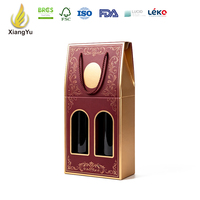 Coffret cadeau pour deux bouteilles de vin, emballage en carton personnalisé imprimé avec poignée et fenêtres, pour cadeaux de cave à vin, vente au détail et coffrets de fêtes