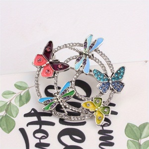 เข็มกลัดรูปผีเสื้อและแมลงปอประดับเพชรพลอยสำหรับผู้หญิง รุ่นพรีเมียม ดีไซน์ใหม่ เหมาะสำหรับติดเสื้อสูทหรือเสื้อแจ็คเก็ต - Product Image 5