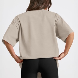 2025 Trendy Womens Queen Oversized Summer Gym Tops Casual Solid <b>Canvas</b> Workout Clothes Plus Size Short Sleeve <b>Plain</b> Dyed Knitted - Product Image 4
