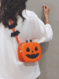 Sac à bandoulière/bandoulière croisée pour femme en PU avec fermeture éclair, motif citrouille d'Halloween, amusant et personnalisé, doublure en polyester, nouveau design de niche 2026 - Product Image 3