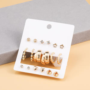 ต่างหูแบบติดหู สแตนเลสสตีลชุบเคลือบหินธรรมชาติ 9-in-1 รุ่น FX919 สไตล์ยุโรป-อเมริกัน - Product Image 3