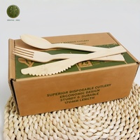 Ensemble de couverts en bambou personnalisés avec logo imprimé, biodégradables, jetables, couteau, fourchette, cuillère, emballage individuel pour restaurant