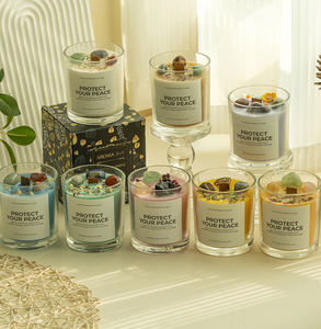 Vela Aromática LANJO de Cera de Soya con Cristales Naturales y Flores Secas, Hecha a Mano, para Halloween, Navidad, Ecológica, para el Hogar - Product Image 3