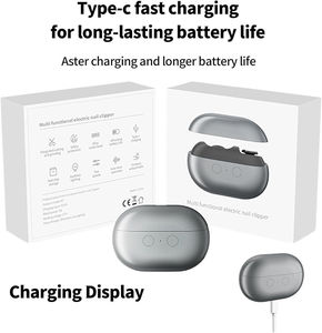 Portable Electric Nail Clipper with Charging Case Metal Body <b>Round</b> Design for Finger Nail Care Adult Use - Product Image 2