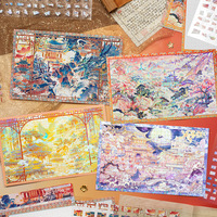 Autocollants à thème classique chinois traditionnel, 4 pièces par paquet, autocollants puzzle estampés à chaud pour journalisation créative DIY