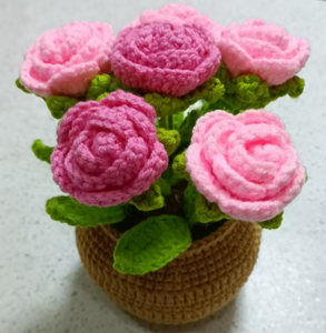 Fatto a mano grande uncinetto filato di lana fatto a mano positivo uncinetto <span class=keywords><strong>girasole</strong></span> rosa tulipano Dimentica Me non in vaso fiore regalo per la festa della mamma - Product Image 4