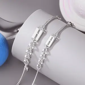 Vana Heart Magneetbar Bijpassende Armbanden Sterling Zilver 925 Koppels Mannen Valentines Dag Cadeau Armband Fijne Sieraden