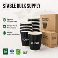 Cangkir Kopi Teh untuk Kantor, Kualitas Tinggi 300gsm 250gsm, Tebal, Kokoh, Tahan Lama, Terisolasi, Bergelombang