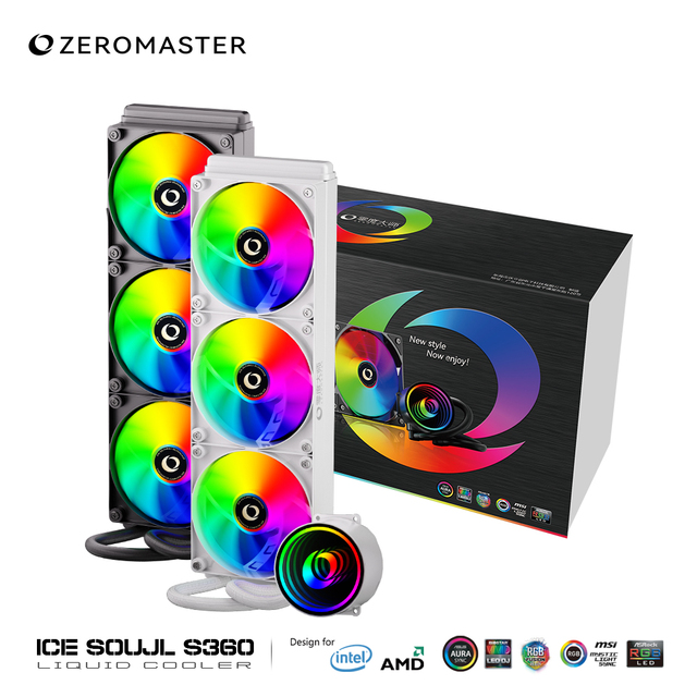Zeromaster OEM 360mm AIO ARGB CPU Liquid Cooler High Performance Water Cooling Radiator Dual Fan Intel LGA1700 AMD AM5