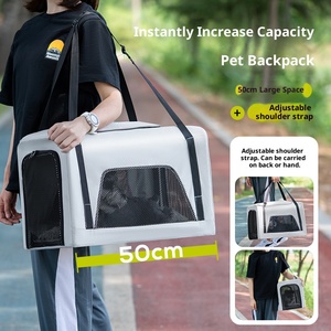 Troli perjalanan hewan peliharaan luar ruangan, produk hewan peliharaan tas pembawa kucing anjing lipat bisa dilepas kotak beroda roda Universal - Product Image 3