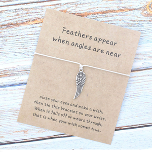 Fare UNA Carta di Desiderio di Angelo Custode Ala Del Polsino Del Braccialetto di Fascino Fortunato <span class=keywords><strong>Fortuna</strong></span> Braccialetto per le Donne Degli Uomini di Amicizia - Product Image 4