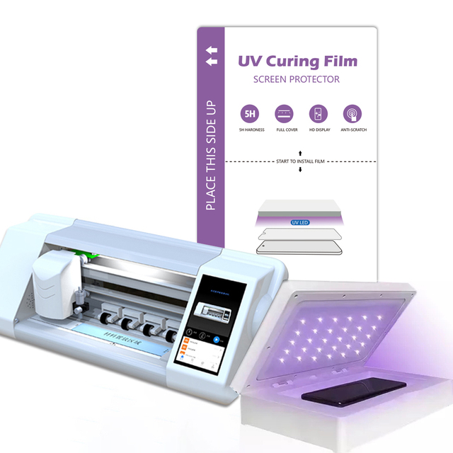 A++ Quality 5H Clear PET Anti-Broken UV Curing Film All Curved Models Harder Glass 120*180mm UV Light Machine for Mobile Phones