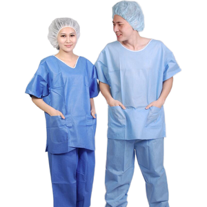 핫세일 일회용 부직포 SMS CE 인증 정전기 방지 알코올 혈액 방지 반팔 의료 보호복 - Product Image 2