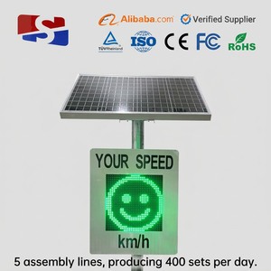 Panneau de limite de vitesse Radar de trafic de compteur de vitesse d'écran solaire portatif de LED pour la sécurité routière - Product Image 1