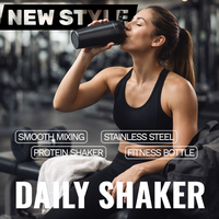 Bouteille shaker à protéines en acier inoxydable 24 oz avec logo personnalisé, double paroi isolée, couvercle écologique, gobelet de sport pour la gym et le fitness